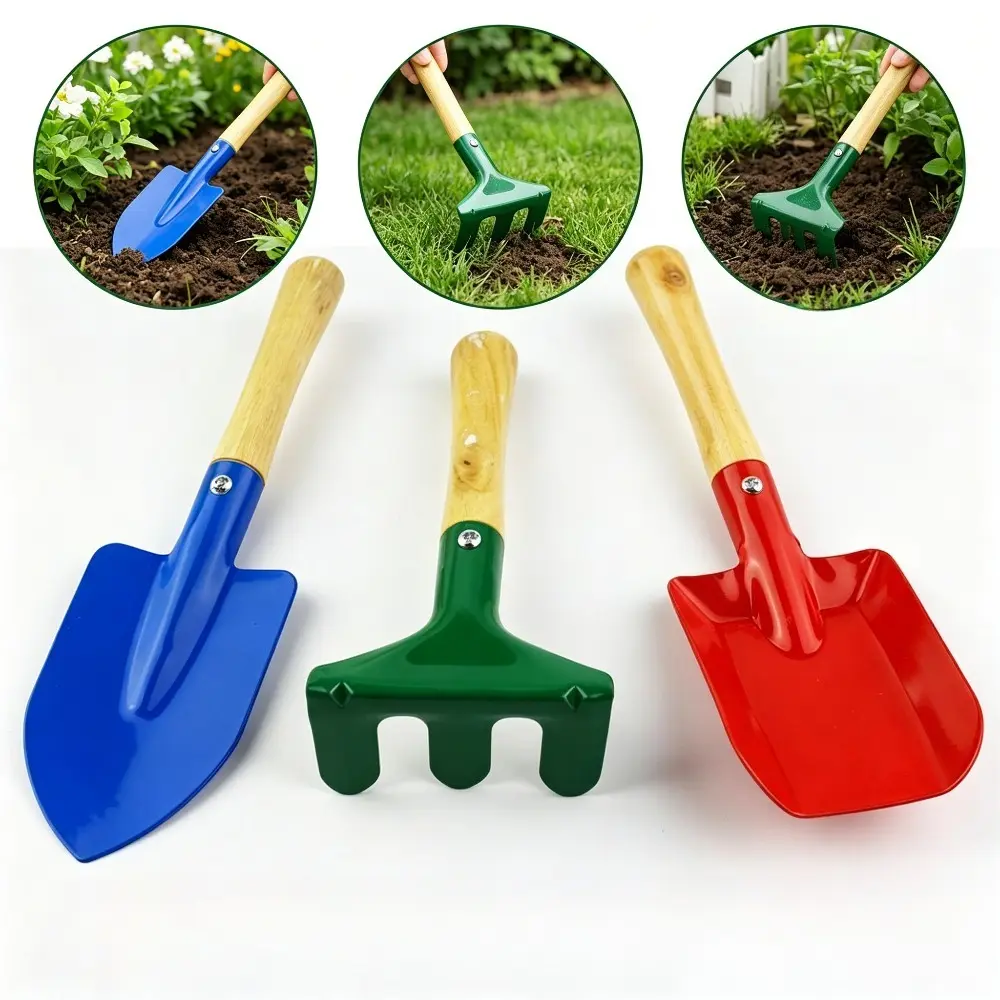 3pcs Wooden Handle Beach Scraper Set - Sand Digging Tool, Small Gardening Shovel, Outdoor Sand Pool Toy for Beach Camping, Gardening