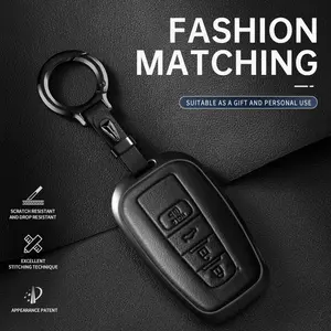 For Toyota Key Fob Cover Leather Car 2020-2022 Highlander Corolla Prius 2018-2024 RAV4 Camry C-HR Avalon GT86  Key Case Vehicle