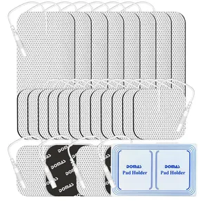 DOMAS 24 Pack 2x2&2x4 TENS Pads with Pad Holder, for TENS 7000, 30 Uses, Latex-Free, TENS Unit Electrode Replacement Pads Compatible with AUVON Etekcity & Other 2 mm Pin TENS Units
