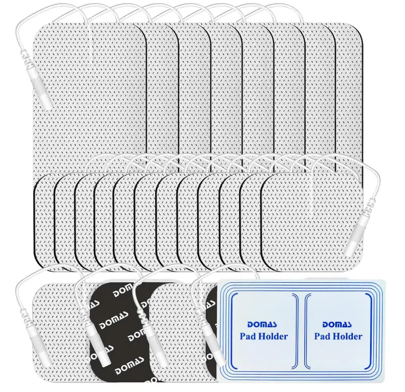 DOMAS 24 Pack 2x2&2x4 TENS Pads with Pad Holder, for TENS 7000, 30 Uses, Latex-Free, TENS Unit Electrode Replacement Pads Compatible with AUVON Etekcity & Other 2 mm Pin TENS Units