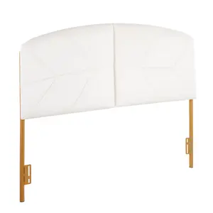 Lindsey Contemporary/Glam Queen Headboard in Gold Steel and Cream Velvet by LumiSource