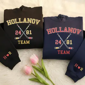 Embroidered Team Hollanov Sweatshirt, Hockey Romance Sweatshirt, Heated Rivalry Merch, LGBT Hockey Fan Gift, Team Hollander, Team Rozanov