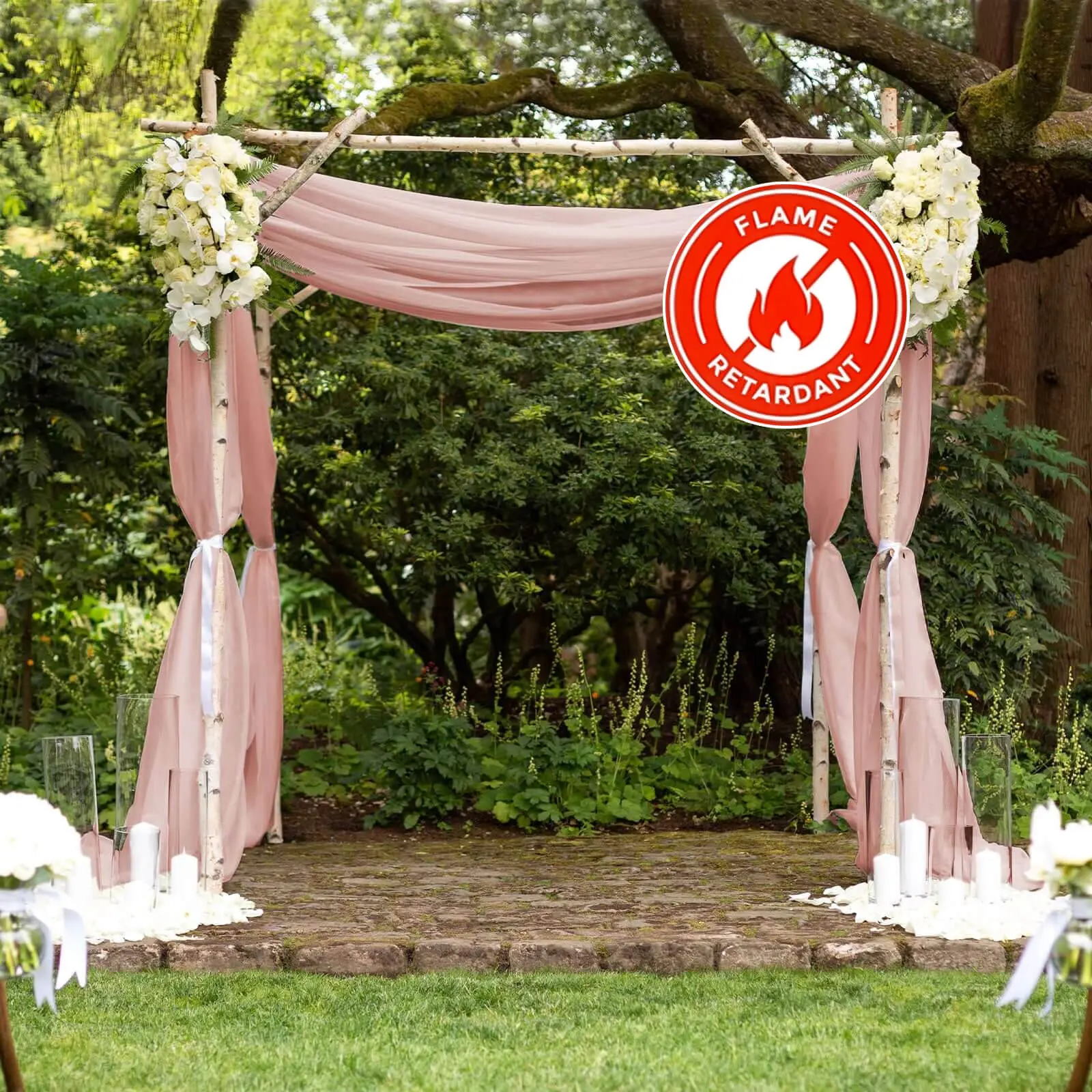 5ftx14ft Dusty Rose Chiffon Curtain Panel with Rod Pocket, Durable Flame-Resistant Backdrop Ceiling Drapery for Graduation Party Decor, Party Decor, Decoration, Indoor Backdrops, Panels Festive Backdrops & Banners
