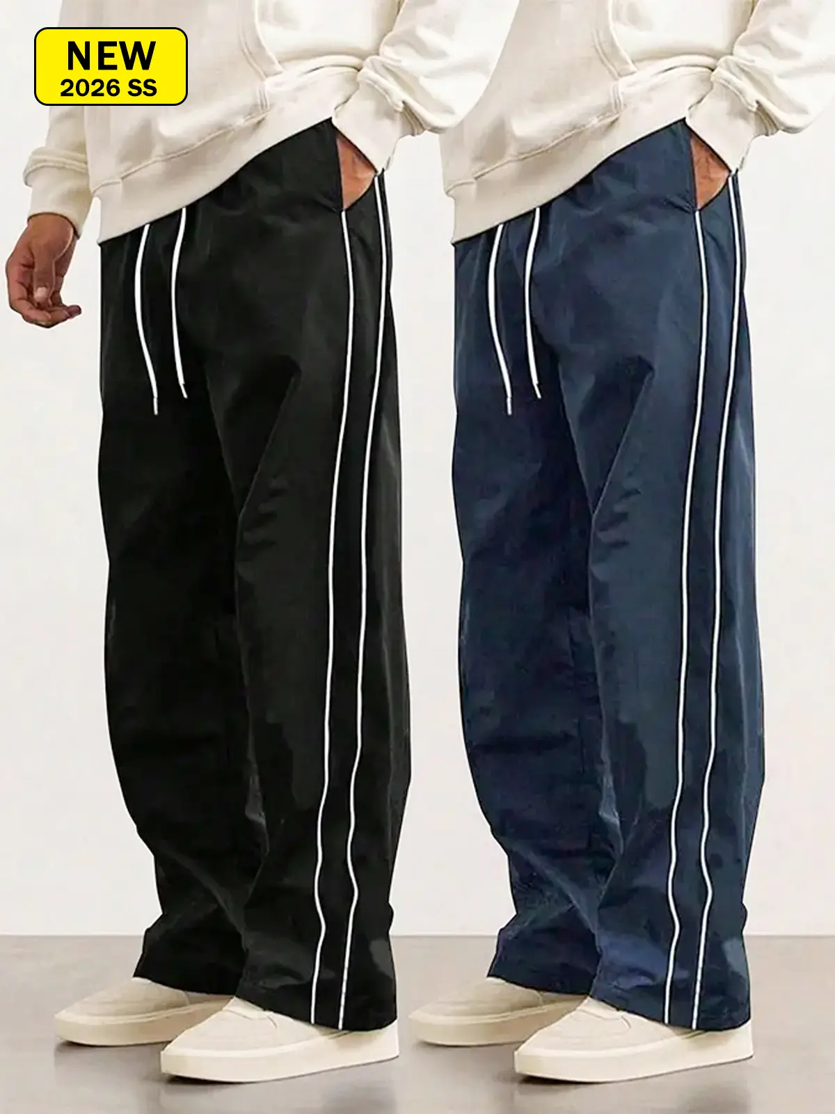 Men’s casual athletic long pants for spring and autumn, loose straight fit, quick-drying and lightweight, outdoor jogging pants
