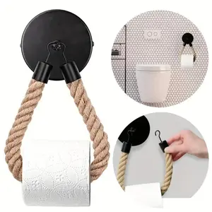 Self-Adhesive Rope Toilet Paper Holder, No Drilling Required, Durable Design, Easy Install Bathroom Accessory, Bathroom Essentials Accessories