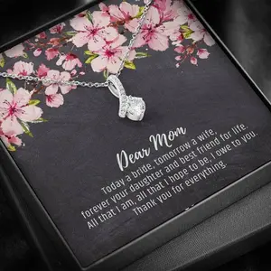 Mother of the Bride Gift, Mother of the Bride Gift from Daughter, Mother of the Bride Necklace, Wedding Gift For Stepmom From Daughterr, Anniversary Gift, Necklace Jewelry With Message V256. Necklace Jewelry With Meaningful Messages Card & Box
