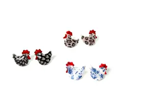 Chicken Stud Earrings | Farm Animal Earrings | Hen Earrings | Country Earrings | Lightweight Clay Earrings | Chicken Lover Gift | Farm Life Jewelry