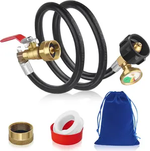 Propane Refill Adapter With Valve And Gauge – 36 Inch 1 lb Propane Tank Refill Hose, 350 PSI High Pressure QCC1 Inlet For Small Propane Bottles