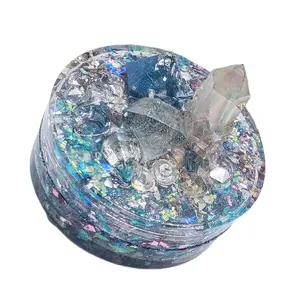 Resin Art Jeweled Trinket and Powder Holder with Purple, Blue, Teal, and Iridescent High Pigment Foils. Powder sifter included. Handcrafted by HouseXtra.