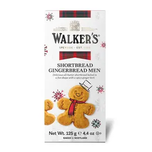 Walker’s Festive Shortbread Gingerbread Men – 4.4 oz Shortbread Cookie Box - Includes All-Butter Gingerbread Man Cookies