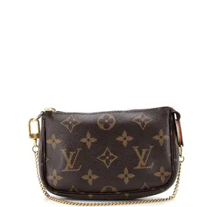 Pre-owned Louis Vuitton Canvas Coated Clutches & Wristlets Pochette Accessoires Monogram Canvas Mini by Rebag