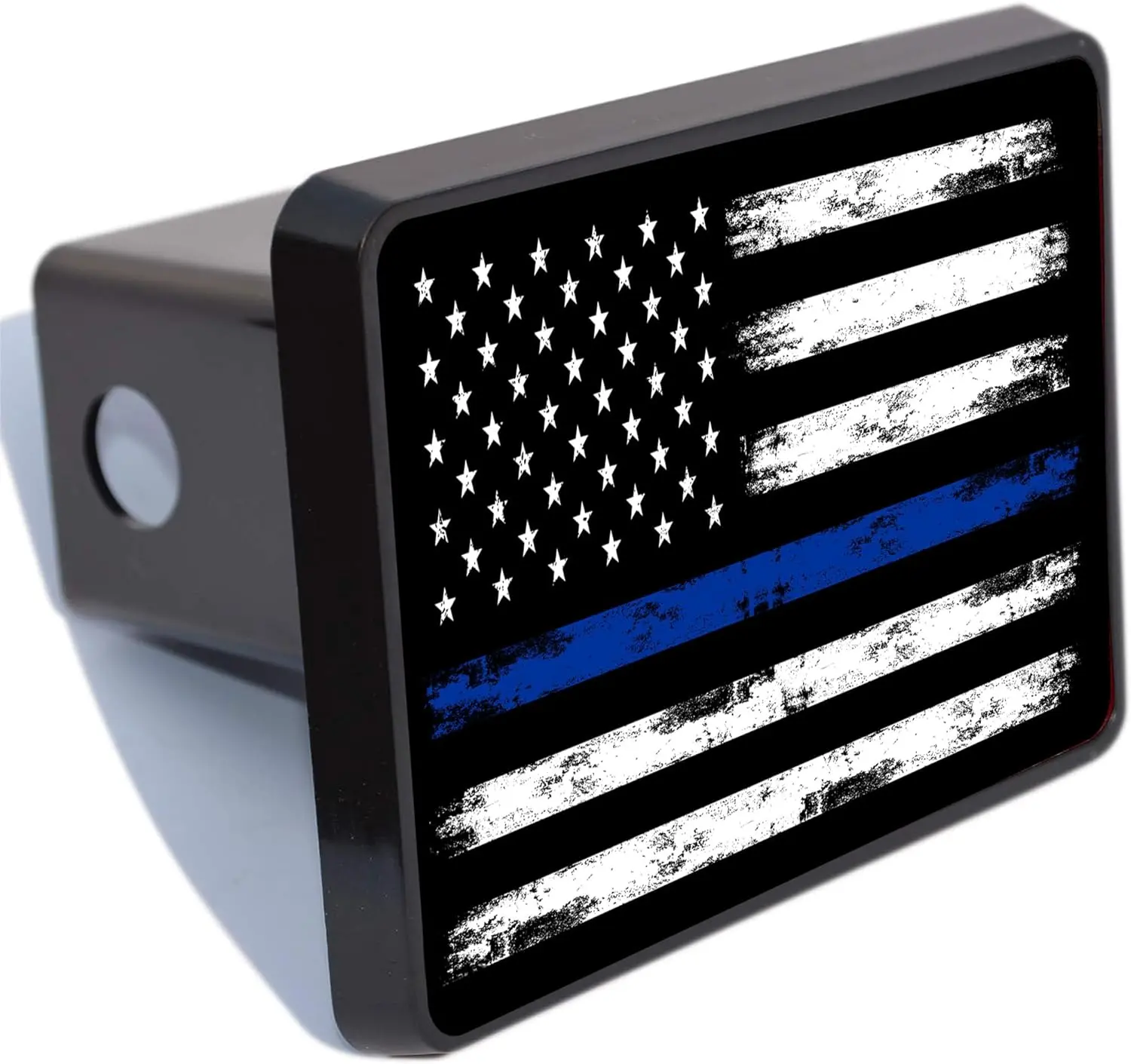 2 Inch Hitch Covers for Trucks, American Flag Receiver Plastic Hitch Covers, Patriotic Flag Plug Black Plastic with White Gloss Aluminum Heavy Towing Hitch Covers for Truck Accessories