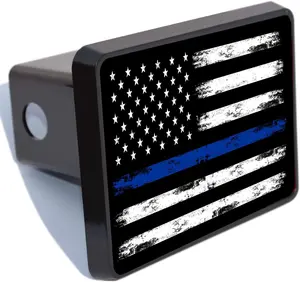 2 Inch Hitch Covers for Trucks, American Flag Receiver Plastic Hitch Covers, Patriotic Flag Plug Black Plastic with White Gloss Aluminum Heavy Towing Hitch Covers for Truck Accessories