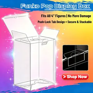 5-Pack Crystal Clear Pop Protector Case, 4 Inch Funko Pop Display Box, Heavy Duty PET Case with Protective Film & Locking Tab, Stackable Collector Storage