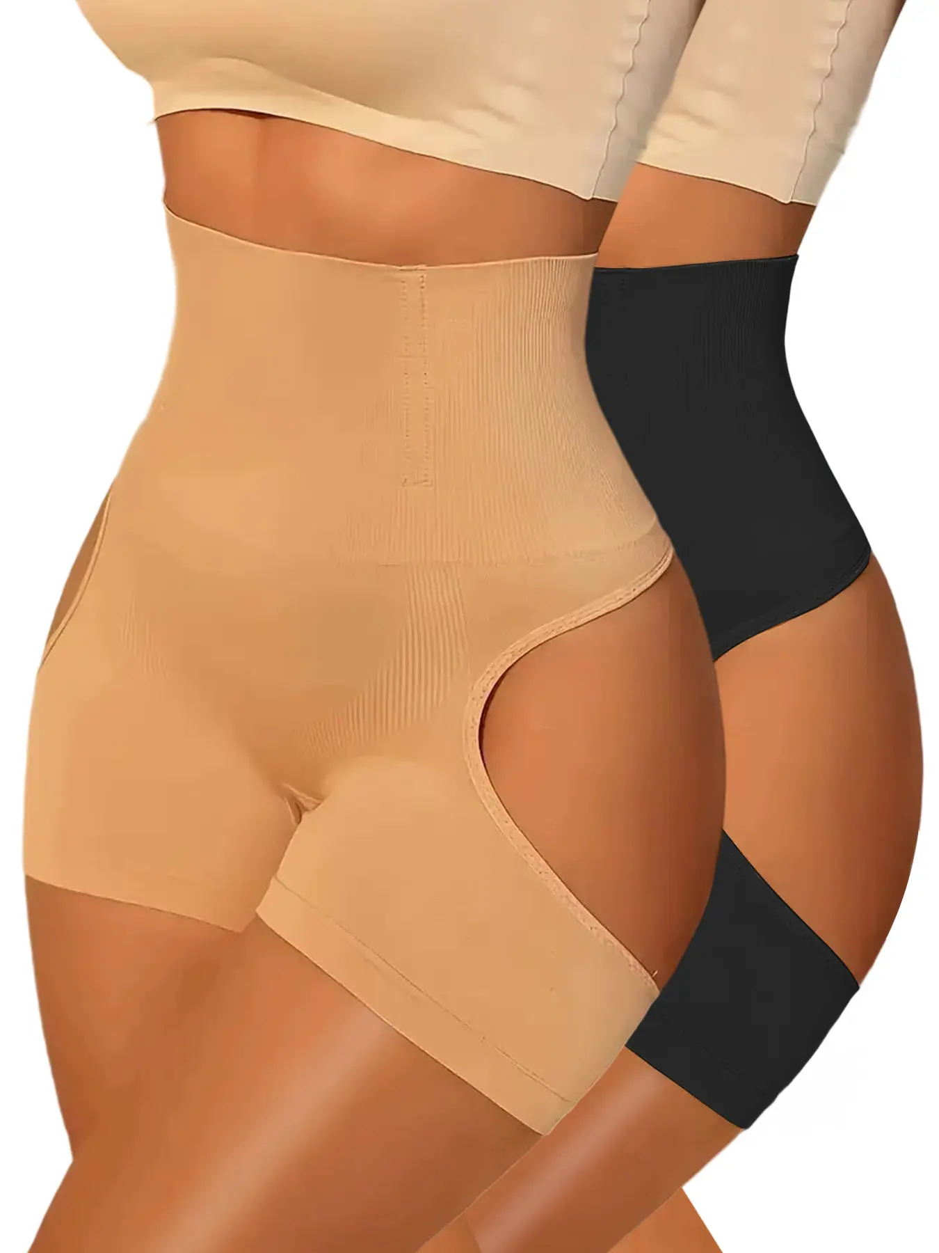 High Compression Cutout Shapewear Shorts, Tummy Control Butt Lifter High Waist Body Shaper, Seamless Slimming Thigh Underwear for Women