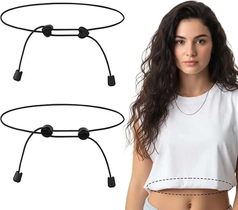 2Pcs Adjustable Shirt Tuck Band for Women – Stretch Crop Belt Tool to Tuck Sweaters & Blouses, Change Clothing Style Instantly
