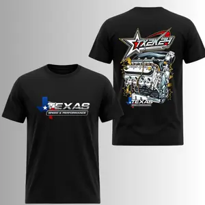 TX2K24 Texas Speed And Performance T-Shirt, 2 Sides, Drag Racing Engine Graphic Tee