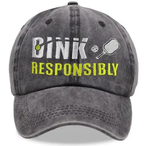 Pickleball Gifts for Women Men, Gifts for Pickle Ball Lovers, Adjustable Embroidered Washed Cotton Pickleballs Outdoor Sport Baseball Cap