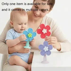 Flower Suction Pacifier Teether, Baby Silicone Flower Toy with Base, Rotating Flower, Early Education Sensory Toy, Newborn, 0-6 Months
