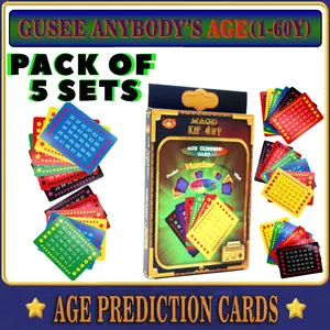 5 Sets Age Test Cards, Magical Telepathy Card for Age guess Game, Mind Reading Telepathic Perspective Card to Predict Anyone's Age/Number in Someone’s Mind-Includes Video Instructions Easy to Learn（Predict Number within 60)