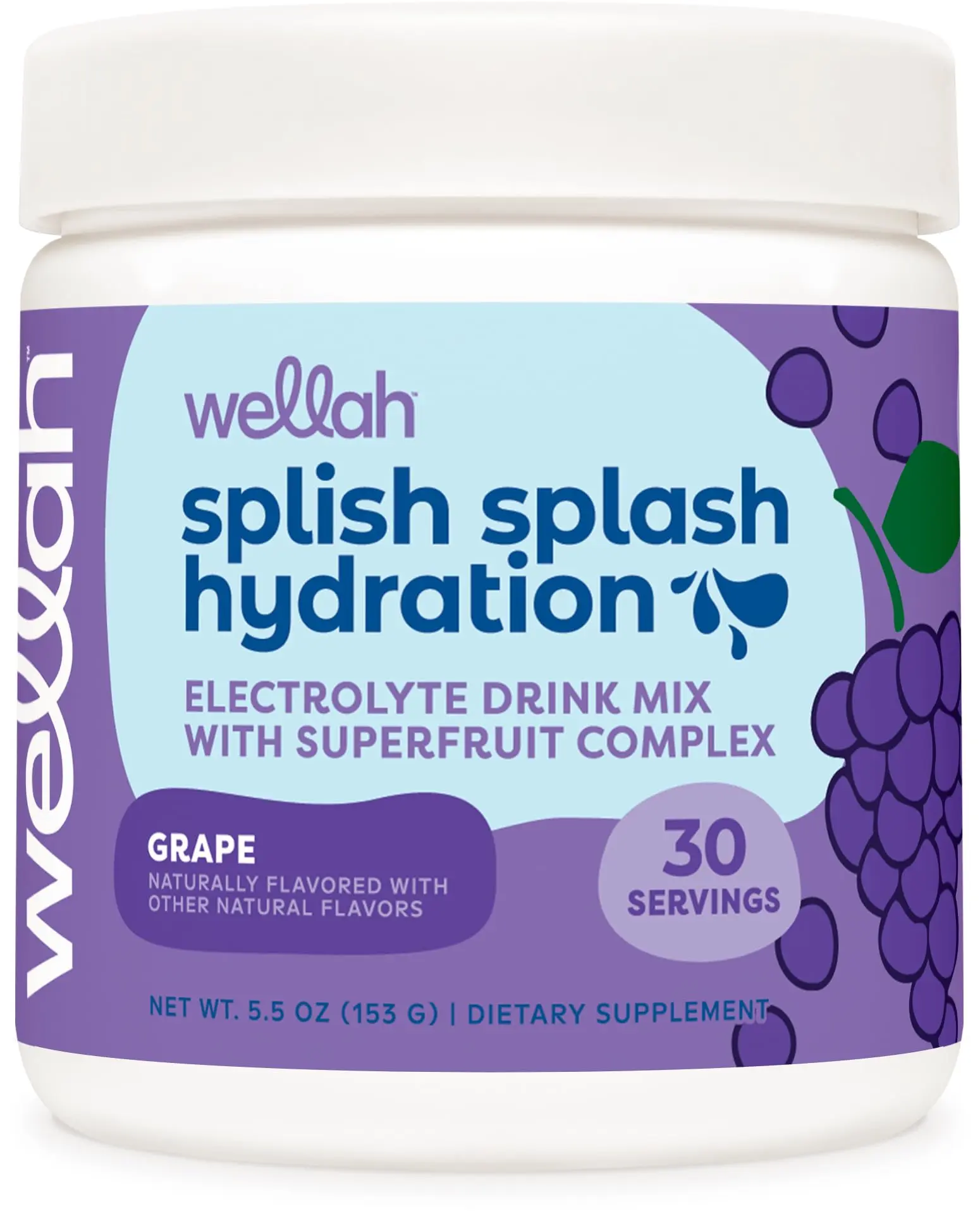 Splish Splash Hydration Electrolyte Drink Mix (Grape Flavored, 30 Servings)