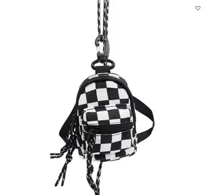 Cute Checker Mini Backpack Crossover - Black White & Black Gray Checkered Design with Adjustable Straps Compact Size for Everyday Use Fashion Accessory