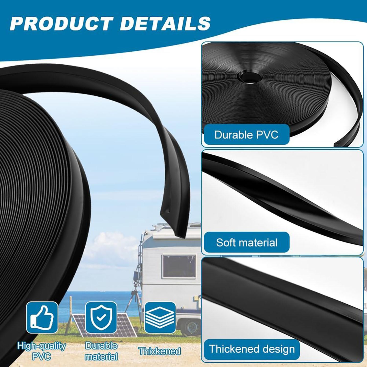 100FT 1 inch UV-Resistant Vinyl RV Trim Molding Insert - No Adhesive, Easy to Use, Sturdy Flexible Screw Cover, Weatherproof, Seamless Fit, Specially Shaped for RVs, Campers, Travel Trailers