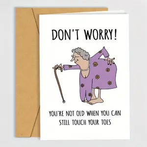 Don't Worry Slogan Graphic Birthday Card with Envelope, 2 Counts Funny Personalized Greeting Card for Mom, Grandma, Sister, Friends, Party, Holiday, Fun Party Cards