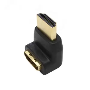 SatelliteSale Digital HDMI Male to Female Right Angle 4K HDR PVC Black Adapter 90 degrees & 270 degrees