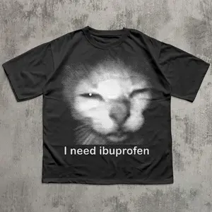 I need Ibuprofen T-Shirt, Y2k Cat Tee, Funny Meme Animal Tee, Gifts Shirt, Unisex Vintage Graphic Tees Gothic Grunge Y2k Emo Scene Amity Affliction Style Clothes Men Women Streetwear