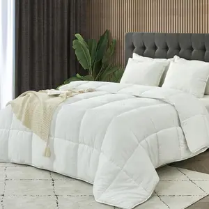 Bedding Comforter Duvet Insert-All Soft Breathable Down Alternative Comforter, Quilted White Comforter King Single Size with Corner Taps, Box Stitched