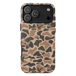 Vintage Duck Camo iPhone Case, Durable Protective Cover for iPhone 17, 16, 15, 14, 13, 12, 11 Pro Max, Case Cover for Samsung Galaxy S22, S23, S24, S25, Mallard Duck Flight Camouflage Tough Phone Case, Hunter Gift & Outdoor Camouflage Accessory