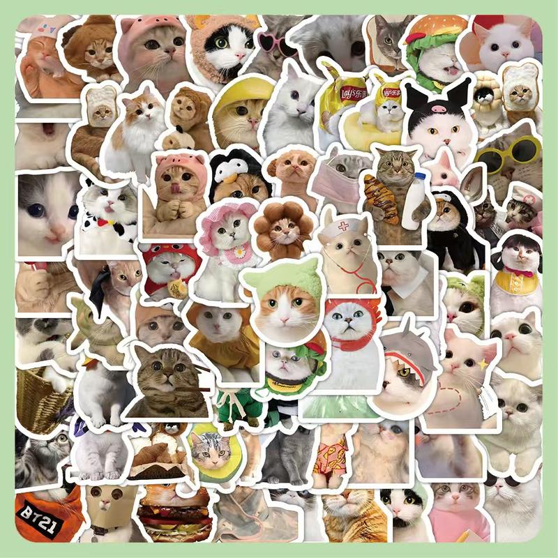 100 Pieces Funny Cat Stickers,Cute Cats Meme Stickers for Water Bottle Laptop, Pet Cat Decal for Luggage Skateboard Bicycle, Vinyl Kitty Animals Sticker