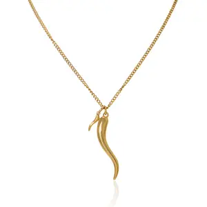 Oudisi Realistic Pepper Shape Necklace with Stainless Steel Pendant and Link Chain for Women's Jewelry