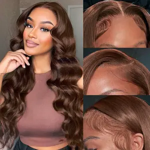 MIRELLE Brown Wig - 13x6 Synthetic Lace Front Wigs for Women - HD Lace Body Wave Frontal Wig Pre-Plucked with Baby Hair Heat Resistant Fiber 30 Inches 220 Density