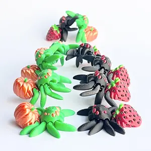 10PCS-3D-printed Pumpkin Spider & Strawberry Spider Whimsical Toy for Delightful Gifts Charming Home Decor in Multiple Colors