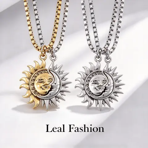 Asymmetrical Sun and Moon Necklace Couple Match Design Accessory Anniversary Gift