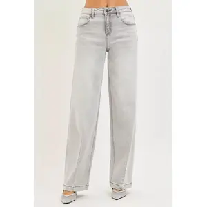 Women's Y2K Contrast Straight Leg Jeans