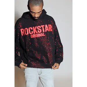 Crystiq Black/Red Rhinestone Oversized Hoodie