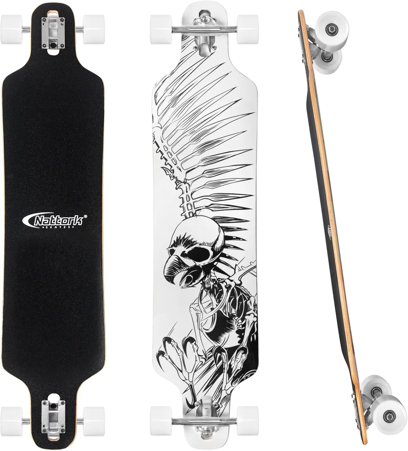 Maple Bamboo Hybrid Longboard Complete for Teens Adults, Smooth 78A Wheels ABEC-11 Bearings for Campus Urban Commuting, Comes with T-Tool