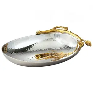 Elegance Gilt Leaf Nut Bowl Dish, 6.5 x 4.75 in.