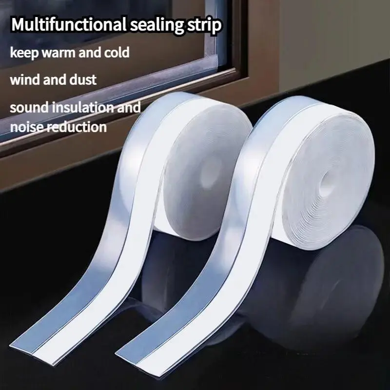 2-Pack Transparent Silicone Self-Adhesive Door Weather Stripping, 16.4Ft x 1.38in Draft Stopper Insulation Seal Strip for Doors, Windows