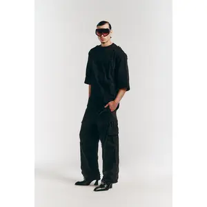 Unbutton Track Pant in Black Nylon