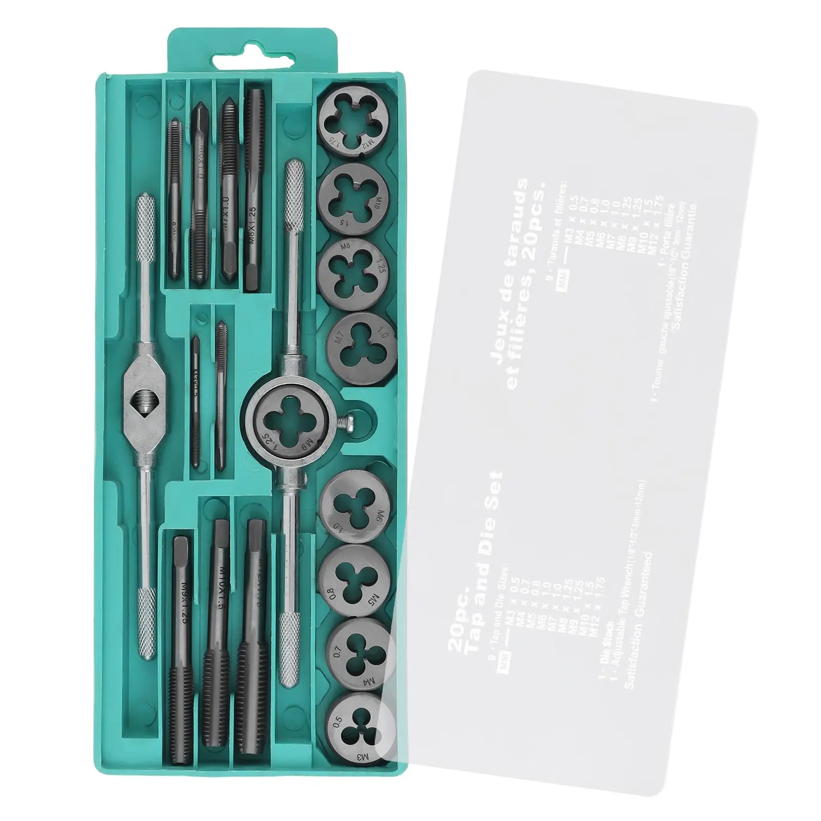 20pcs Alloy Steel, Tap and Die Set, Metric Standard Tap and Die, Thread Tool, Essential Threading Home Tool Cutting Threads for Cutting External and Internal Threads