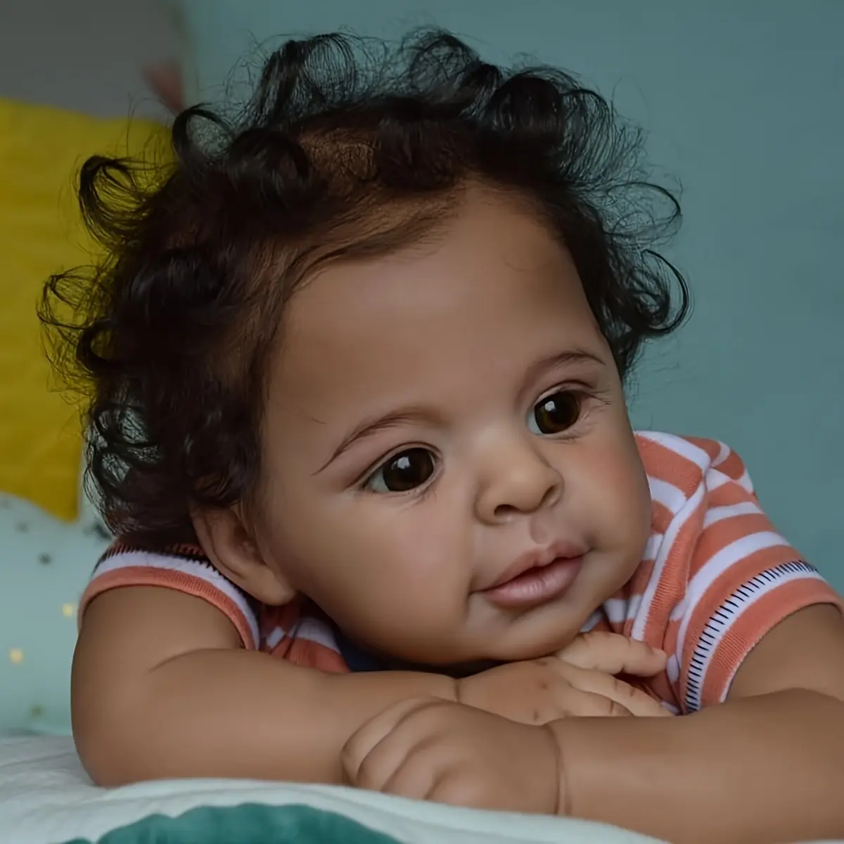 Lifelike Reborn Black Girl 22" Realistic Newborn Baby Doll with Clothes & Accessories - High-Quality Soft Vinyl Lifelike Features for Kids Ages 3+ - Educational Gift for Imaginative Play, Detailed Facial Features, Durable Imaginative Play