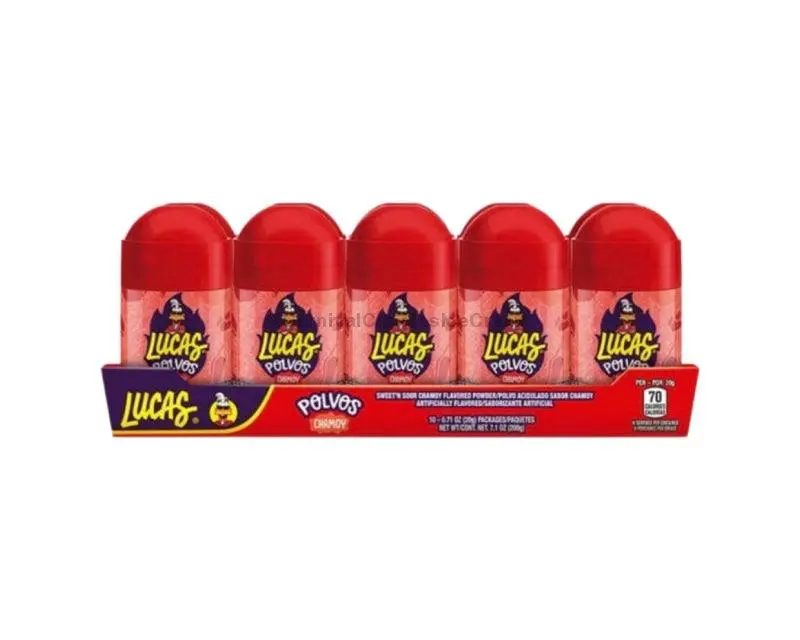 Lucas Polvos Chamoy Powder Candy (10 Count), Sweet, Savory, Mexican Candy, Dulces Mexicanos Snack Candies Tangy Bonbon