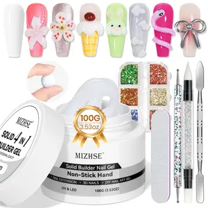 MIZHSE 100g Milky White Solid Builder Gel for Nails, Large Capacity Builder Gel Nail Kit Hard Gel for Nails Sculpting Gel for Nail Art 3D Gel U V LED Nail with 36pcs Nail Form, for Nail Salon Home DIY