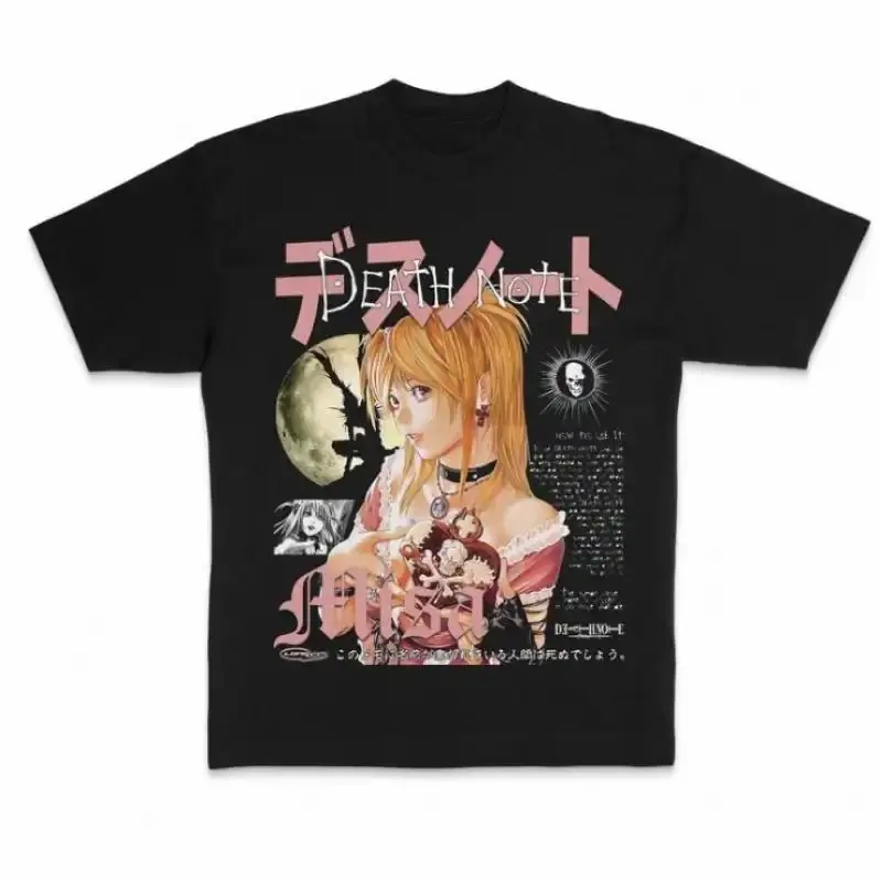Misa Vintage Graphic Tees, Unisex Manga Anime Shirts Top Menswear Womenswear StreetwearDeath Note Tshirt, Death Note Merch, Anime Clothing