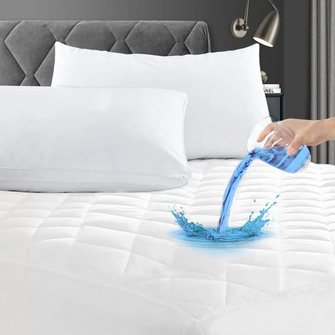 Queen Waterproof Mattress Pad, 100% Waterproof Quilted Fitted Mattress Protector, Noiseless  Mattress Cover, Fitted 8"-26" Deep, Dust Proof