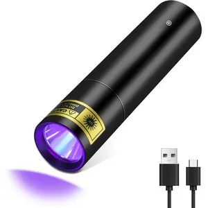 Flashlight UV Black Light 395 NM, Mini but  USB- C LED Rechargeable Woods Lamp, Ultraviolet Flashlights for Pet  , Stains Detection/ Curing/Fluorescent Agent
